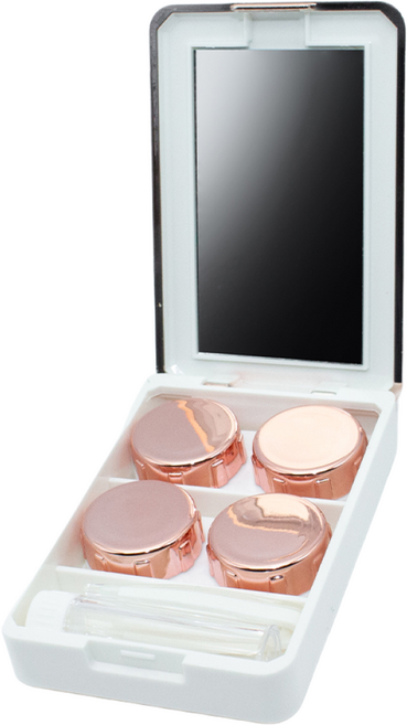 알럽뷰 2쌍 유광 미러 콘택트 렌즈 케이스, 로즈골드, 1개