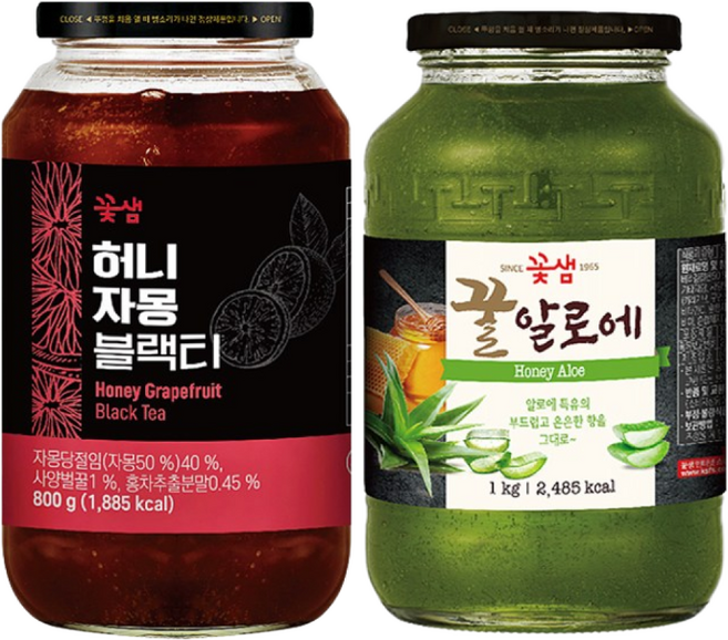 꽃샘 허니자몽블랙티 800g +꿀알로에차 1kg, 1개, 1개입
