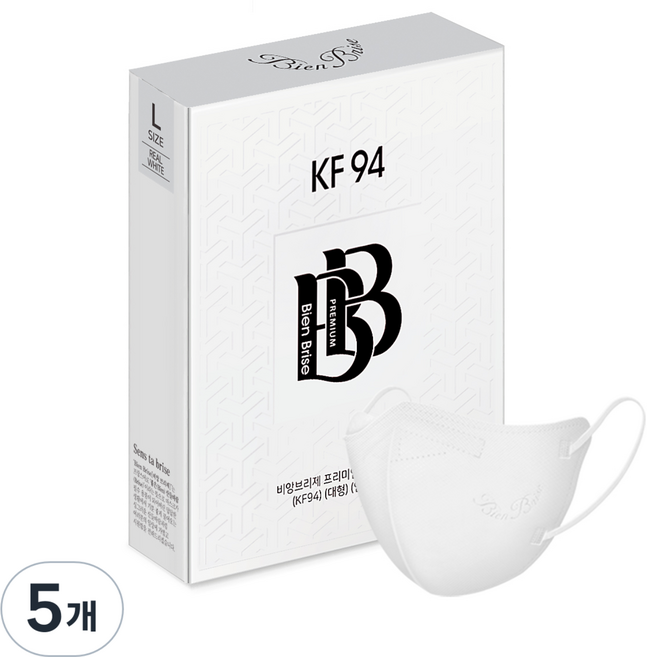 비앙브리제 프리미엄 방역용 마스크 대형 KF94, 10개입, 5개, 리얼 화이트