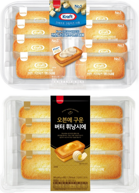 삼립 진한 크림치즈 휘낭시에 360g(8개입) + 오븐에구운 버터 휘낭시에 360g(8개입), 360g, 1세트