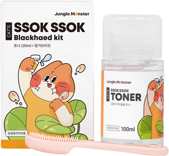 정글몬스터 고양이 쏙쏙뽑냥 토너 + 핑커브러쉬, 100ml, 1개입, 1세트