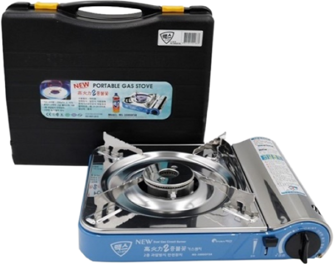 맥스 휴대용가스버너 스텐더불황동 고화력 트위스터가스렌지 MS-3800DFSB, 1개, 블루