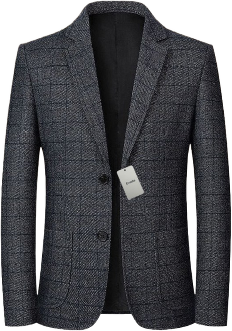 Zenaris 중년 남자 블레이저 카라넥 정장 자켓 체크 캐주얼 아우터 재킷