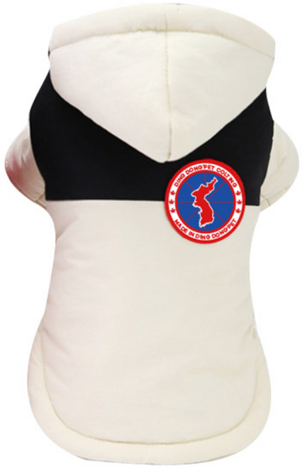 딩동펫 반려동물 패치 기모 패딩 점퍼, 화이트, 1개