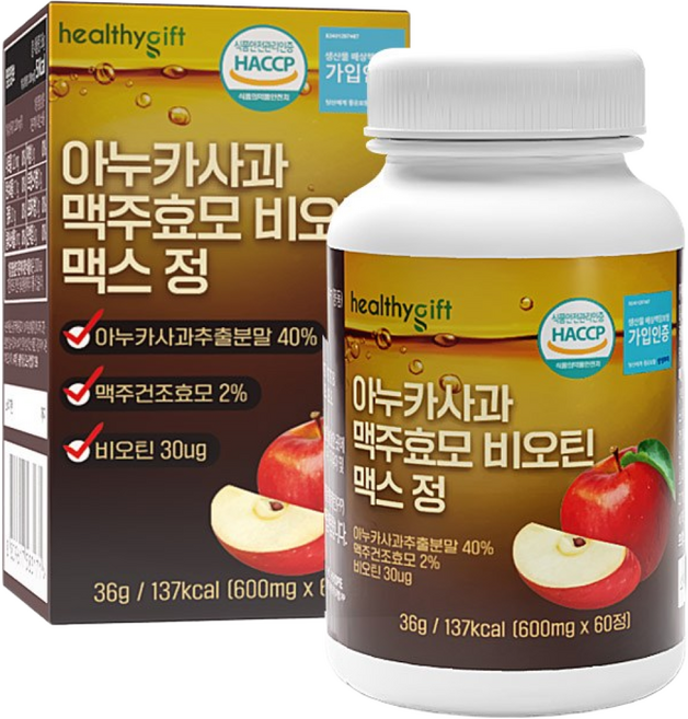 [런칭 특가] 아누카 사과 맥주 효모 비오틴 맥스 정 식약처 HACCP 인증, 60정, 1개