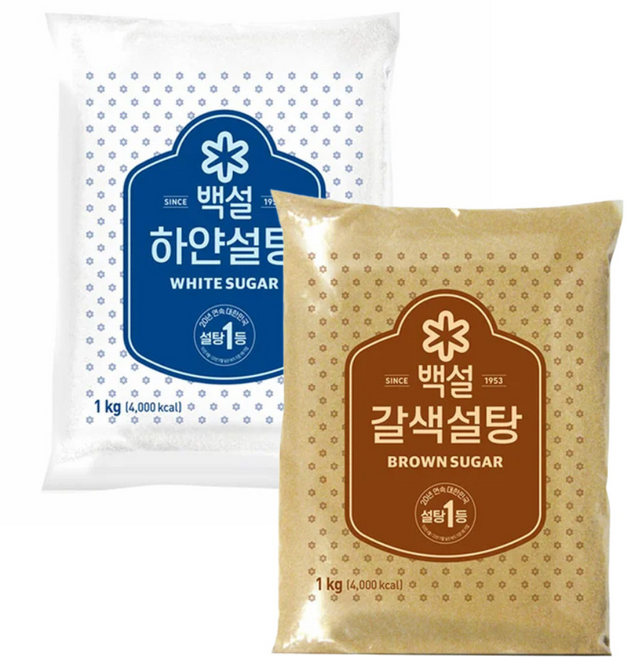 백설 하얀설탕 1kg + 백설 갈색설탕 1kg, 3세트