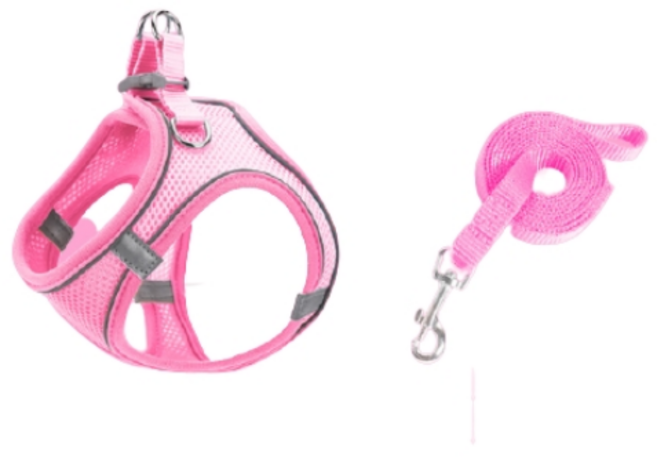 치타샾 강아지 고양이 빛반사 하네스세트, 핑크, 1세트