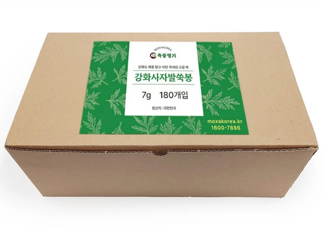 3년산 강화사자발 약쑥 국산 쑥봉 7g 180개입 왕쑥, 1박스 - 쿠팡