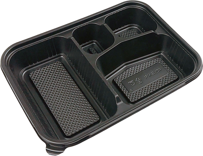 도시락용기 뚜껑포함 덮밥 반찬 급식 일회용식판, 1개, 50세트, 4칸(V형)