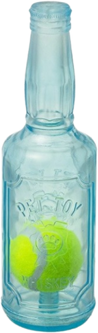 강아지 치석제거 라텍스 병 장난감 테니스볼 내장형 파랑 (스트레스 해소), 1개, 파란색