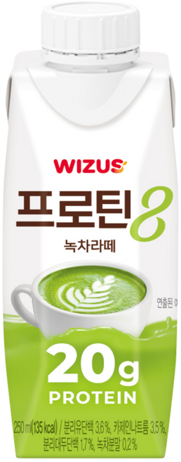 [신제품]왜 프로틴 8일까요? 위저스 프로틴8 녹차라떼, 18개, 250ml