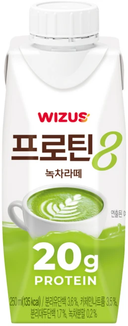 [신제품]왜 프로틴 8일까요? 위저스 프로틴8 녹차라떼, 18개, 250ml - 쿠팡