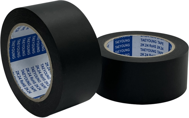 이음케이블 국산 댄스플로어 테이프 끈적임없는테이프 무광 PVC 50mmX30M 무대 암막 매트 카페트 바닥 라인 조인트 절연테이프 차량용 DIY, 흑색, 2개