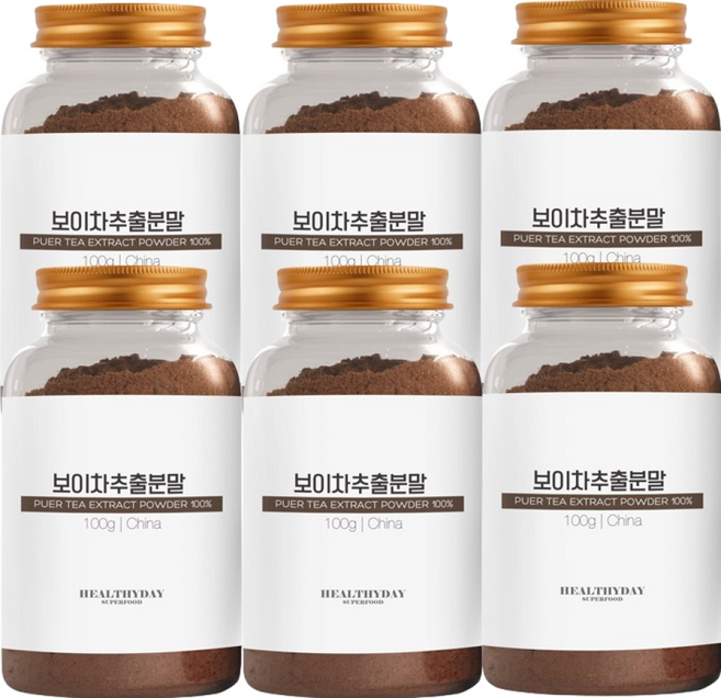 헬스앤푸드 20배농축 100% 보이차추출분말 100g, 6개, 1개입