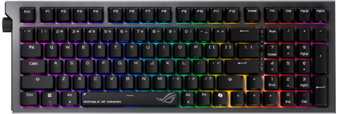 ROG Strix Morph 96 無線電競鍵盤 雪軸 機械鍵盤 電競鍵盤 無線鍵盤 三模連線 熱插拔 支援mac模式, 主商品+DYE SUB鍵帽+SHEATH, 風暴軸, 機械式