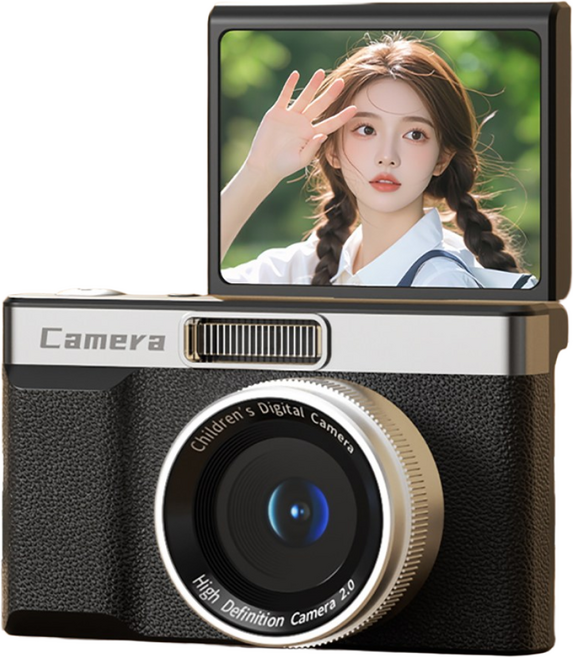 180도 회전 화면 빈티지 디지털 카메라 휴대용 소형 감성 인생 여행용, Z006-64GB(블랙)