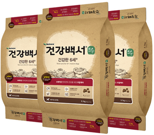 건강백서 순 건강한 6세이상 5.1kg 3개, 가수분해연어