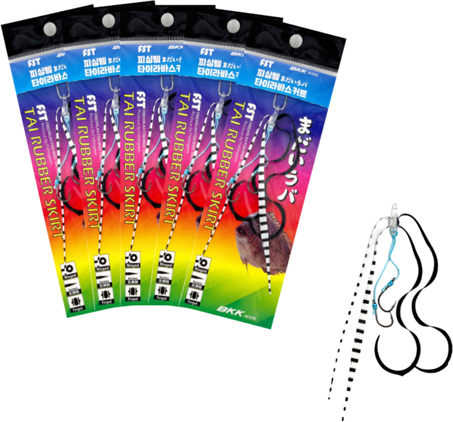 FST 돔킹 참돔 타이라바 스커트 자작채비 낚시 바늘 채비 스커트훅 유동식 5개입, D14화이트Z&블랙펄 컬