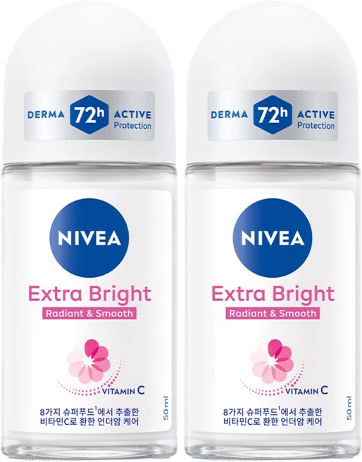니베아 데오드란트 롤온 엑스트라 브라이트, 50ml, 2개 - 쿠팡