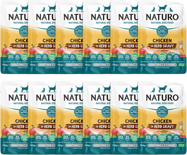 내추로 독 파우치 치킨 그레이비 강아지 주식 습식사료 100g 12개, 닭, 1.2kg, 1세트