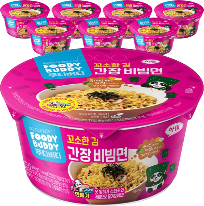 푸디버디 간장비빔면 컵 86g, 8개