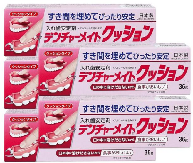 덴쳐메이트 일본 틀니 의치 부착제 쿠션 접착제 36g, 36ml, 5개