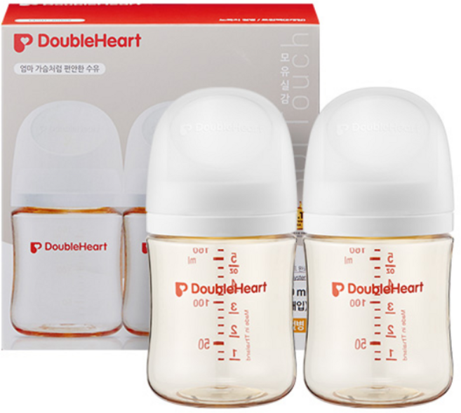 더블하트 모유실감 베이직 제뉴인화이트 160ml 트윈팩(젖꼭지미포함), 1박스, 제뉴인 화이트