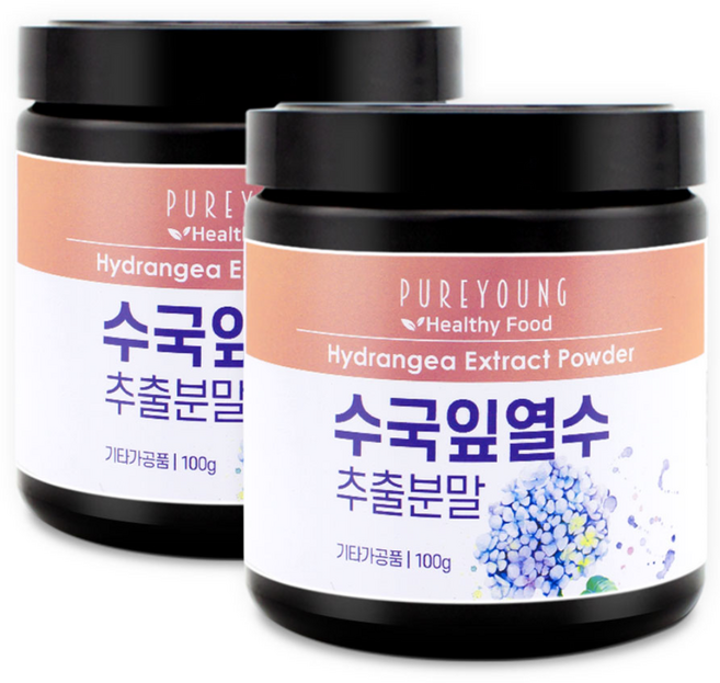 퓨어영 수국잎 열수 추출물 분말 가루 100g 수국 추출, 2개