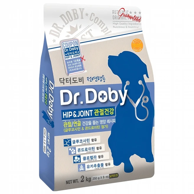 인터펫코리아 강아지 닥터도비 기능성 사료, 뼈/관절강화, 2kg, 1개 - 쿠팡