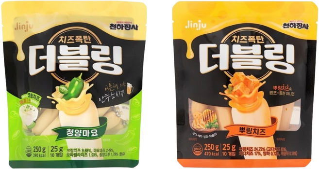 천하장사 소시지 더블링 2종(청양마요+뿌링치즈), 500g, 1개