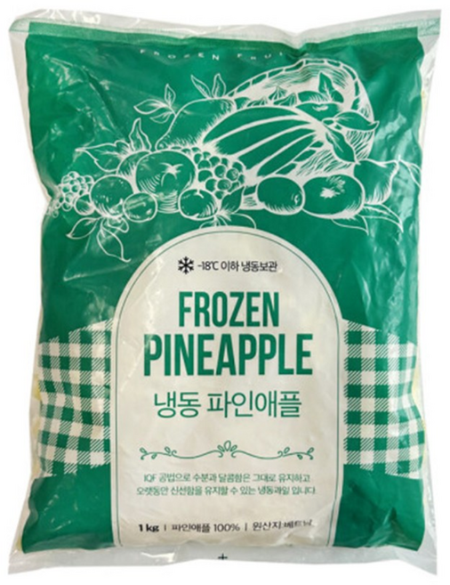 냉동 파인애플 청크 토핑 빙수 스무디 대용량 냉동 과일 다이스, 1개, 1kg