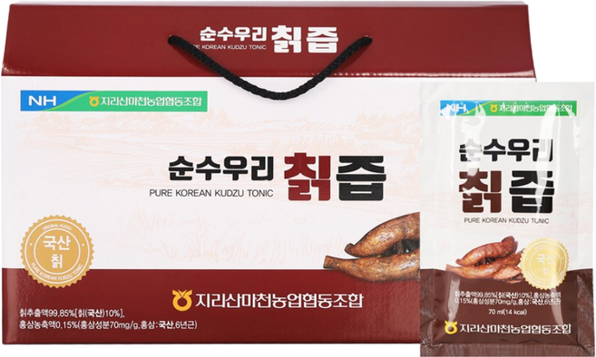 100% 우리 국내산 칡 마천농협 순수우리 칡즙, 60개, 70ml