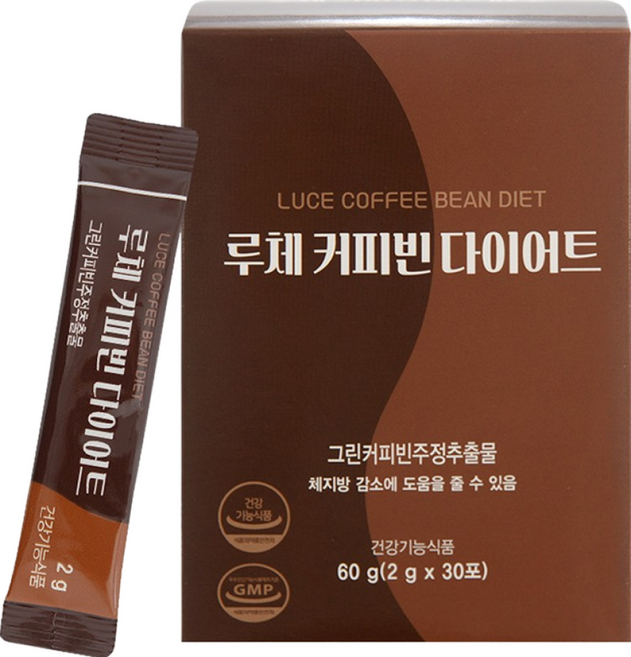 루체 다이어트 커피 그린 커피빈 다이어트 1개월분 30포 체지방 감소 도움 기능성원료 헤즐럿향, 30개, 2g