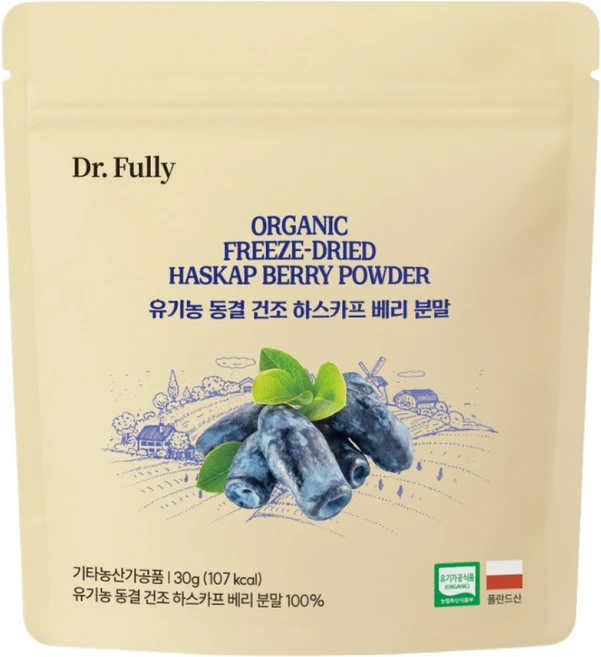 닥터풀리 유기농 동결 건조 하스카프 베리 분말 100%, 1개, 30g - 쿠팡