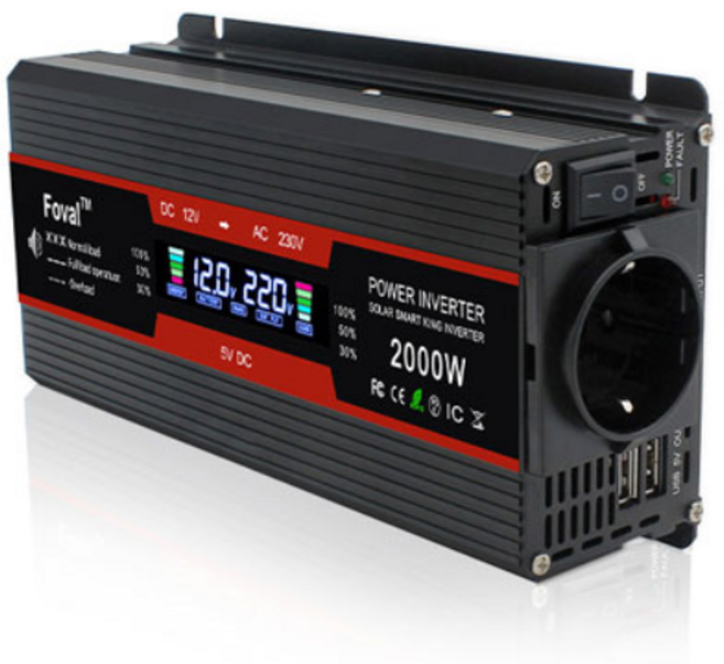 루앤 차량용 LCD 인버터 유사계단파 2000W 220V 60hz 한국형 KC인증, 블랙 용량 2000W 전압 24V, 1개