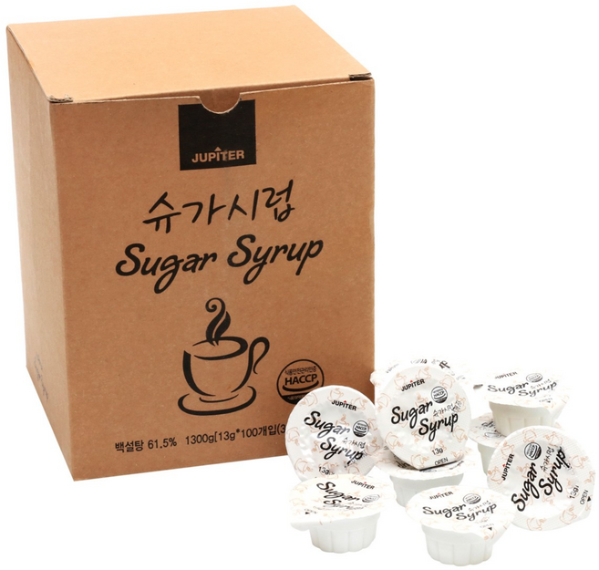 쥬피터 포션 슈가 시럽 13g 100개입 미니 일회용 휴대용 시럽, 1