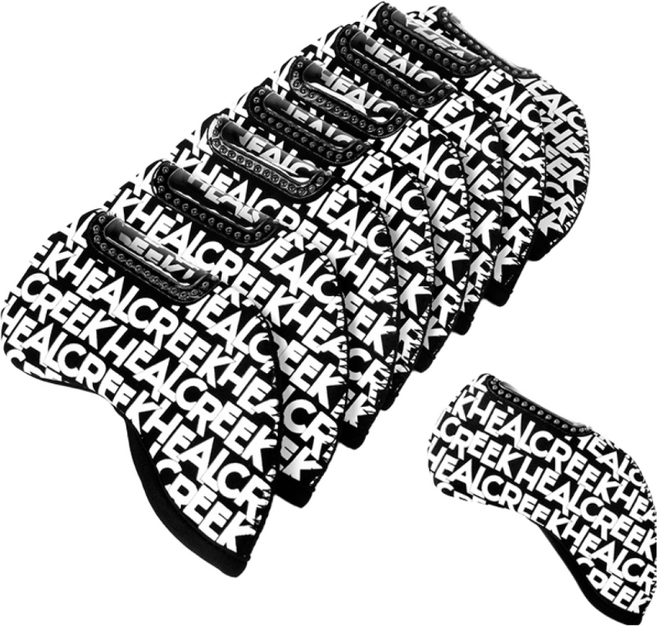 힐크릭 아트 시리즈 네오프렌 아이언 헤드커버 HCHC-2071 8p, 블랙, 8개