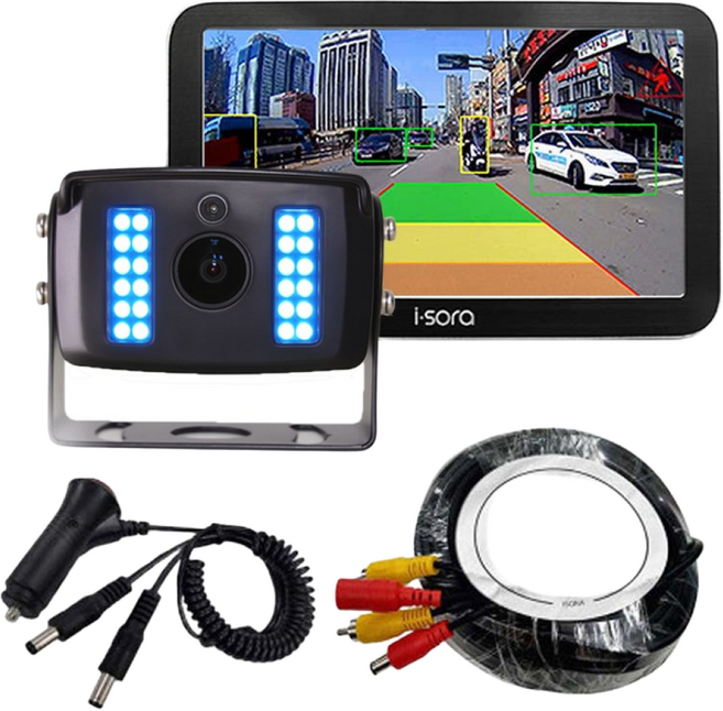 아이소라 QHD 207만화소 AI인공지능 화물차 후방카메라 모니터 세트 AI100W, 9인치AHD(블랙), Y시거잭+일체형15M