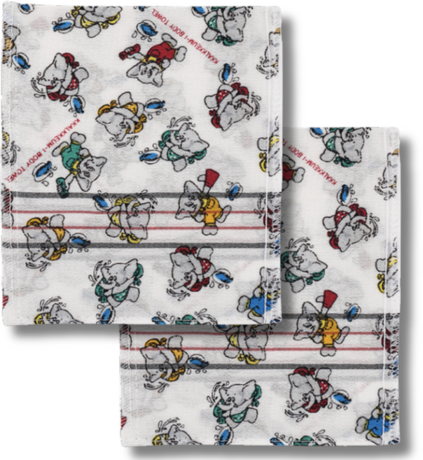 코끼리 때수건 소형2장 세트, 1세트, 2개입, 화이트