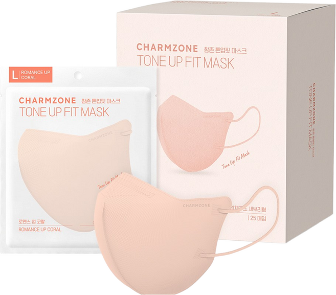 참존 톤업핏 마스크 로맨스업 중형, 25개입, 1개, 로맨스업 코랄