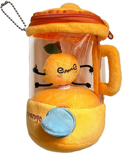 리빙릿 돌아가는 과일 믹서기 인형 회전 키링 인싸 친구 웃긴 생일선물, 오렌지, 1개