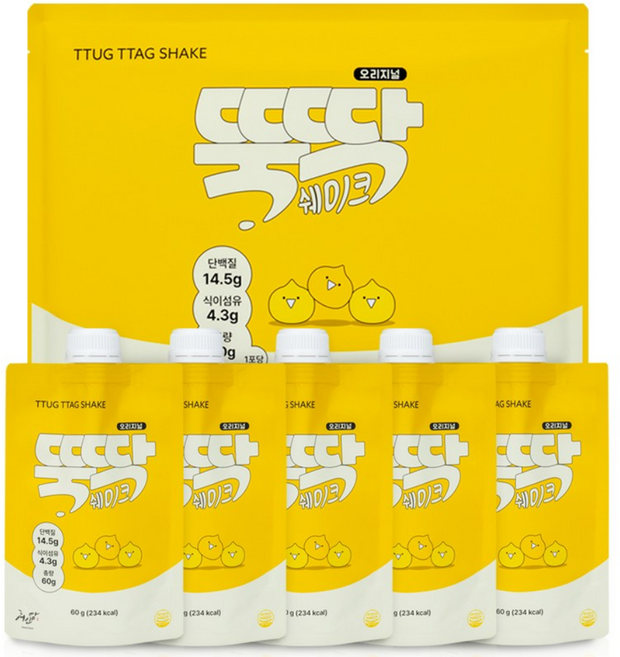 혜인담 식사대용 단백질 쉐이크 뚝딱쉐이크 오리지널, 5개, 60g