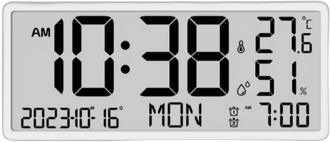 대신스토어 대형 빅사이즈 무선 LCD 시계 /디지털벽시계/ 알람/ 탁상시계/ 관공서/공공기관/체육관/학교/학원/회사/단체/개업선물/인테리어 벽걸이 무소음시계, 화이트