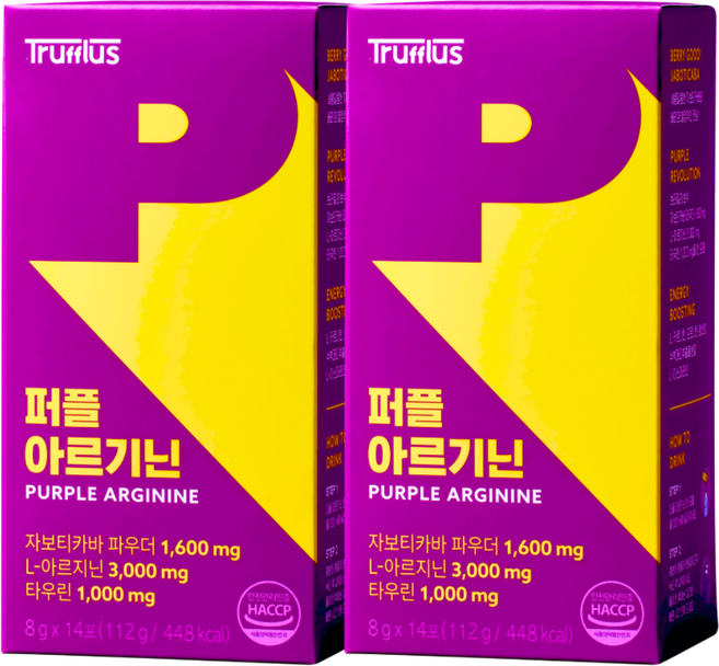 [트러플러스] 자보티카바 타우린 퍼플 아르기닌 (8g x14포) 2박스(1개월) 활력 부스터업 파워업 당제로 카페인제로, 2박스, 112g