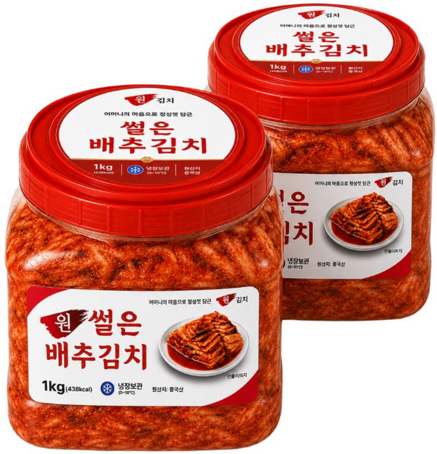 원김치 썰은배추김치 1kg 간편한 자른 맛김치 아삭 시원한 맛, 2개