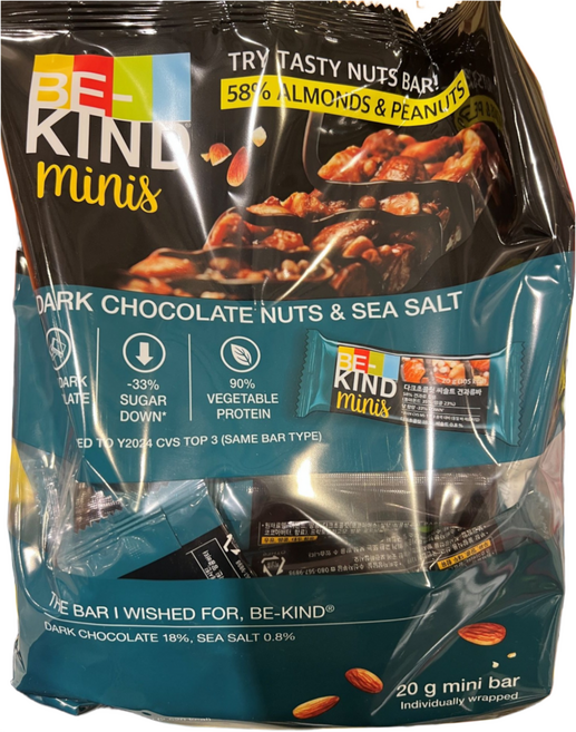 BE KIND 다크 초콜릿 너트바, 480g, 1개