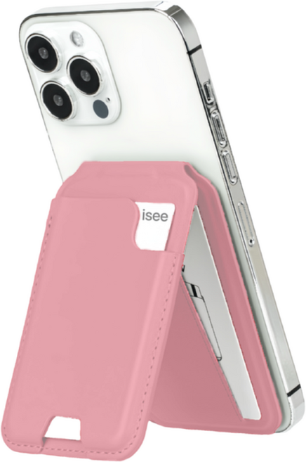 isee아이시맥세이프 강력자석 스탠드 각도조절 카드4장 수납거치대 카드지갑, 핑크, 1개