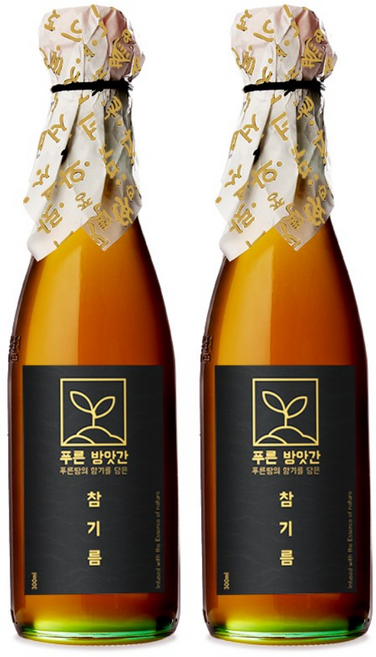 푸른방앗간 저온압착 통참깨 참기름, 2개, 300ml