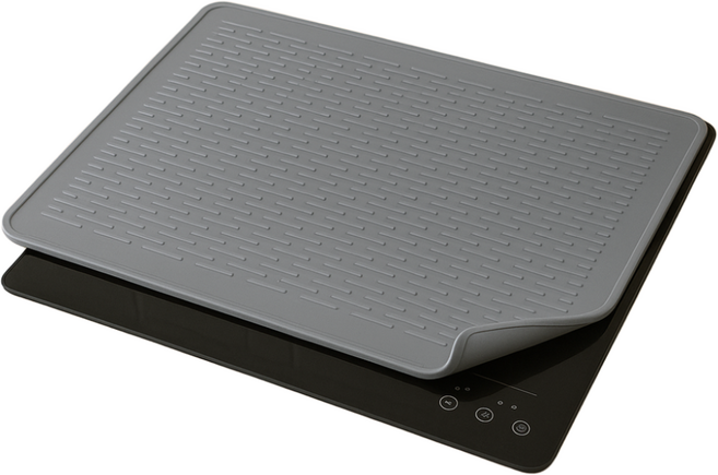 판다점빵 인덕션 스크래치 방지 풀커버 실리콘 사각 보호매트, 1개, 그레이