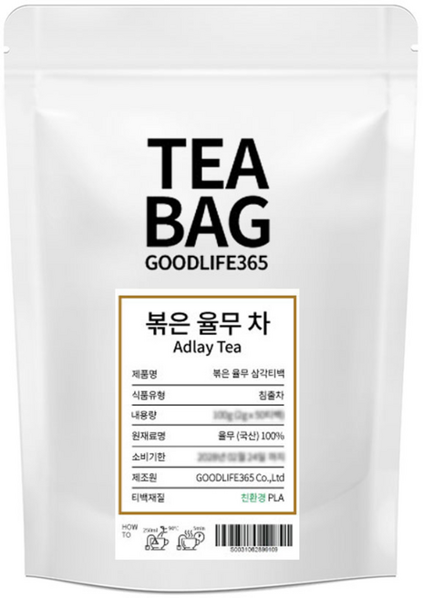 굿라이프365 친환경 티백망 볶은 율무차 삼각티백, 1개, 50개입, 2g